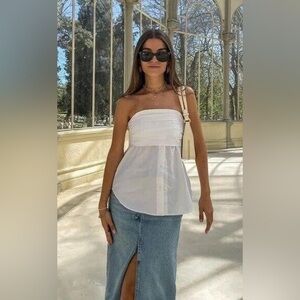 ZARA NWT STRETCH POPLIN TOP WHITE. SIZE Small